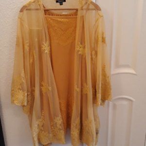 NEW Torrid Yellow Lace Kimono Jacket /Matching Top